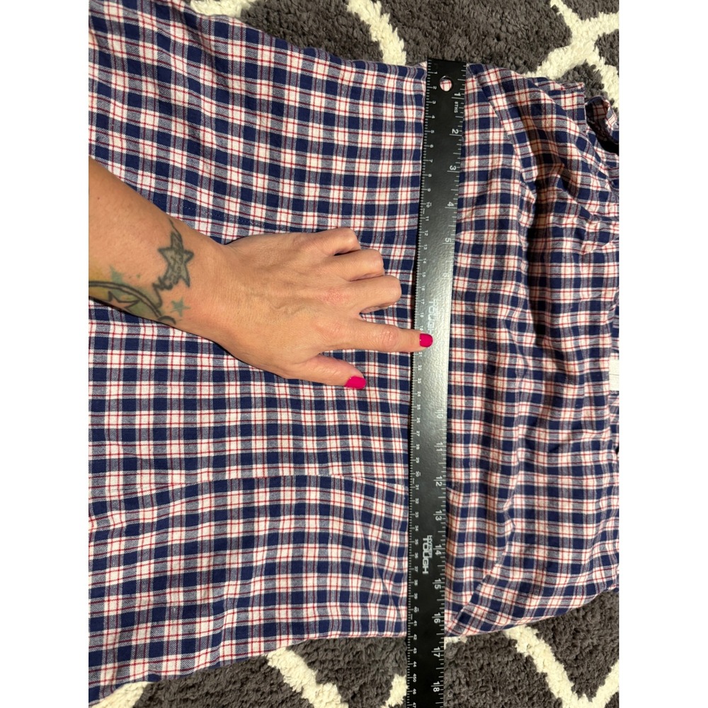 Handmade Plaid Sleeveless Shift Dress Medium Navy Blue Red White - Picture 7 of 8
